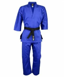 Playwell Taekwondo Blue V-Neck Pull Over Uniform : Children - 9oz