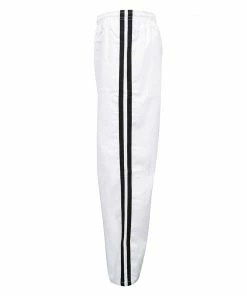 Playwell Full Contact Trousers - White W/ 2 Black Stripes Cotton