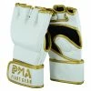 Playwell Mixed Martial Arts And Grappling Gloves MMA Leather Elite White/Gold Grappling Fight Gloves