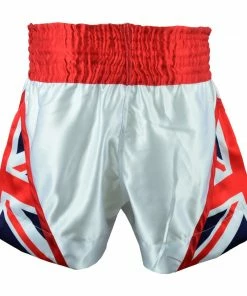 Playwell Muay Thai Competition White Fight Shorts - Uk Flag