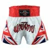 Playwell Muay Thai Competition White Fight Shorts - Uk Flag