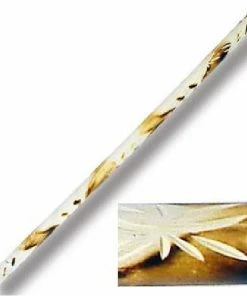 Playwell Escrima Stick White Wax Carved & Burnt Pattern Escrima Sticks / Kali Sticks