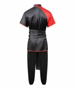 Playwell Competition Wushu Silk Uniform - Black/Red Wu Shu Uniforms And Suits