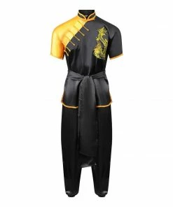 Playwell Competition Wushu Silk Uniform - Black/Yellow