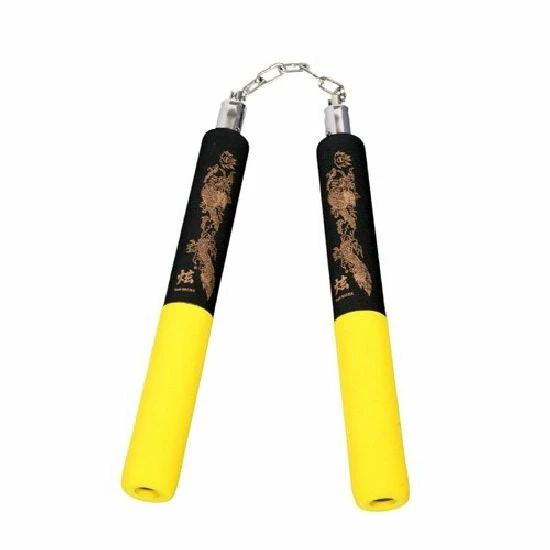 Playwell NR-031: Foam Nunchaku With Metal B/Bearing. Yellow / Black Drago Nunchucks 1 Playwell NR-031: Foam Nunchaku With Metal B/Bearing. Yellow / Black Drago Nunchucks